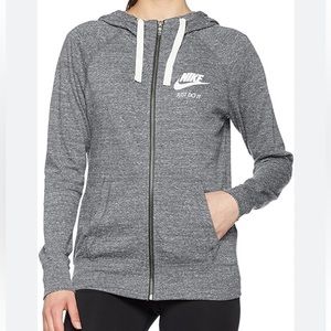Nike Women's Gray Full-Zip Hoodie with White Logo